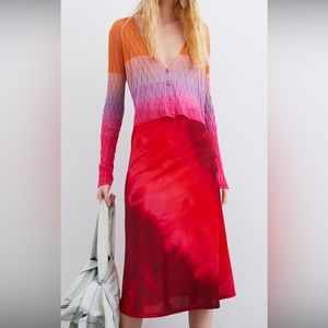 Tie-dye a-line midi skirt